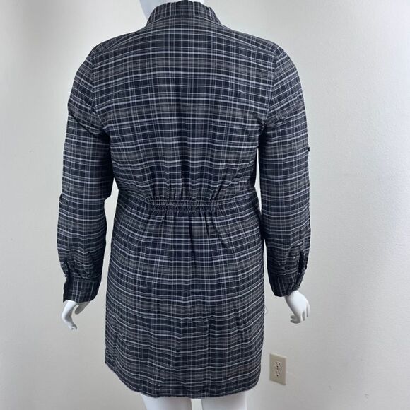 Kenneth Cole Women Size 14 Gray Plaid Cotton Shirt Mini Dress Roll Sleeve Tunic - Picture 8 of 15